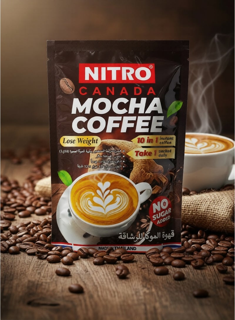 NITRO CANADA Mocha Coffee 10-in-1 Instant Coffee | No Sugar Added | Rich Mocha Taste | Daily Coffee Sachet | Made in Thailand - Image 2